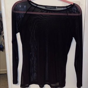 Long sleeve black mesh top